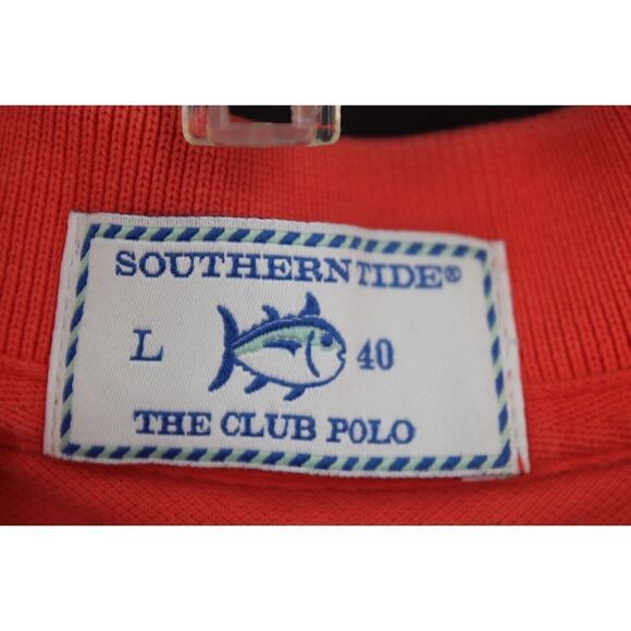 Southern Tide Shirt Mens Large SALMON PINK Polo Skipjack Logo Stretch Casual - Picture 5 of 6